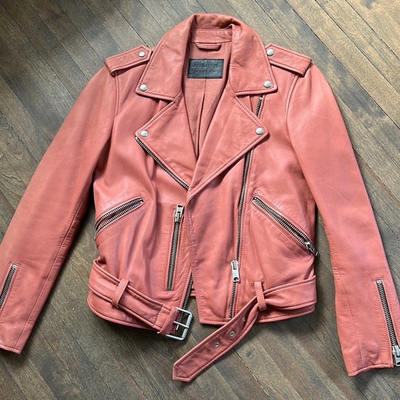 All Saints Jackets & Blazers - All Saints Balfern Vintage Pink Leather Jacket
